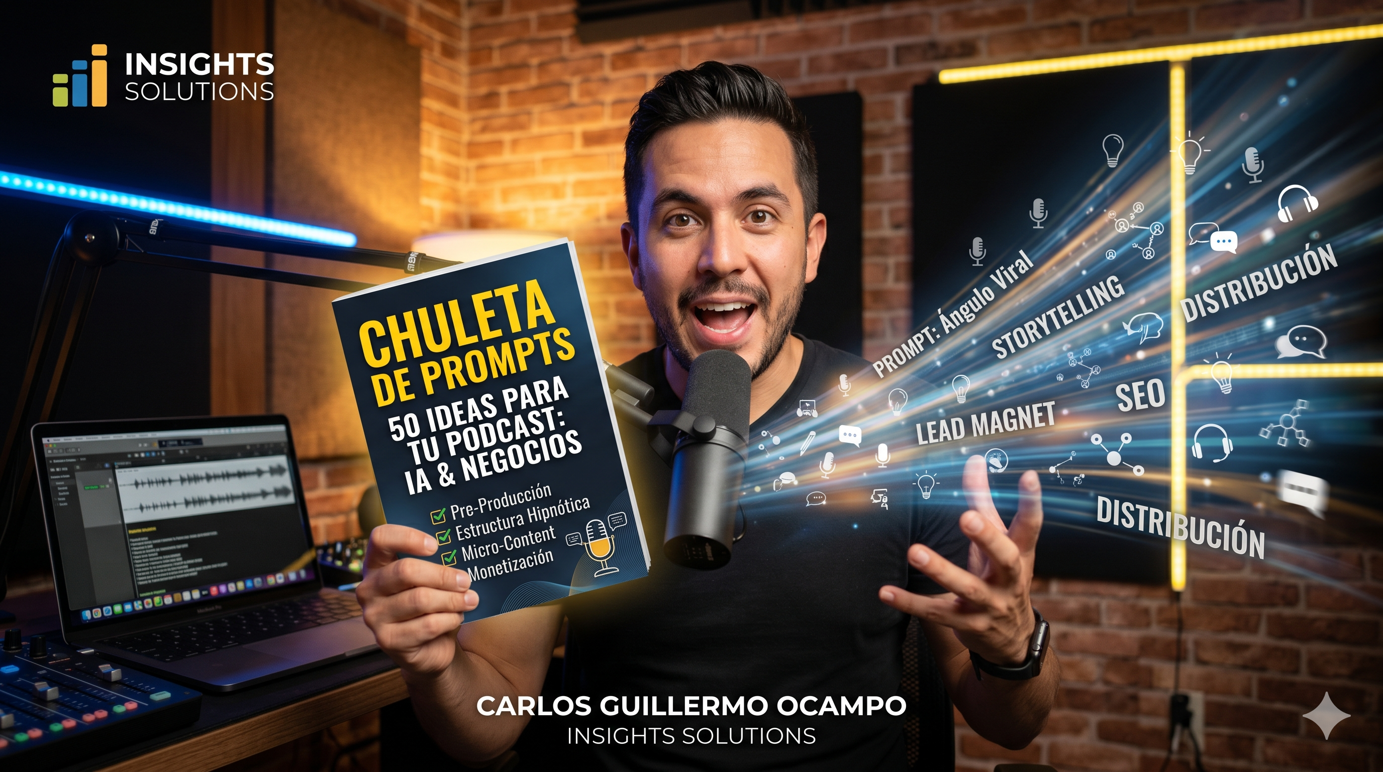 Hombre saca prompts de su mano